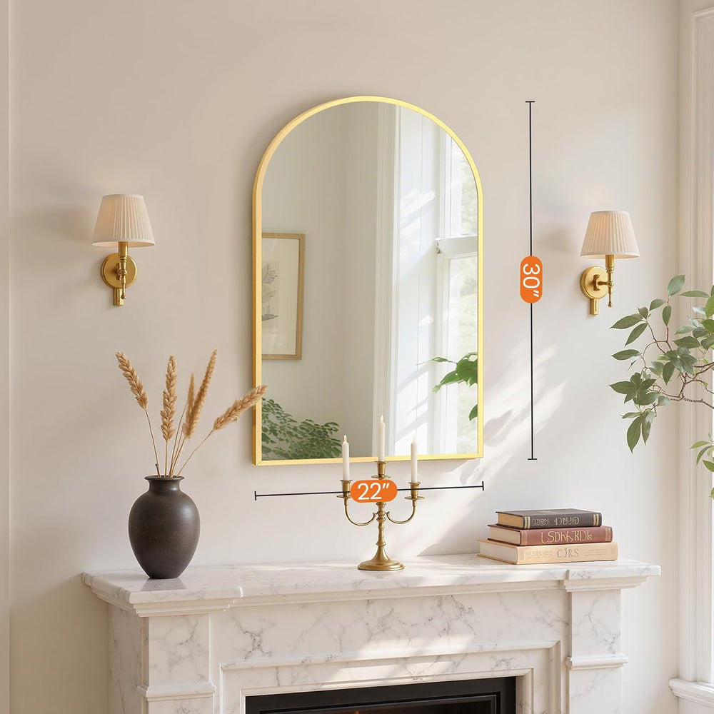 Sweetcrispy 20"x30" Arched Gold Bathroom Mirrors for Wall, Vanity M...