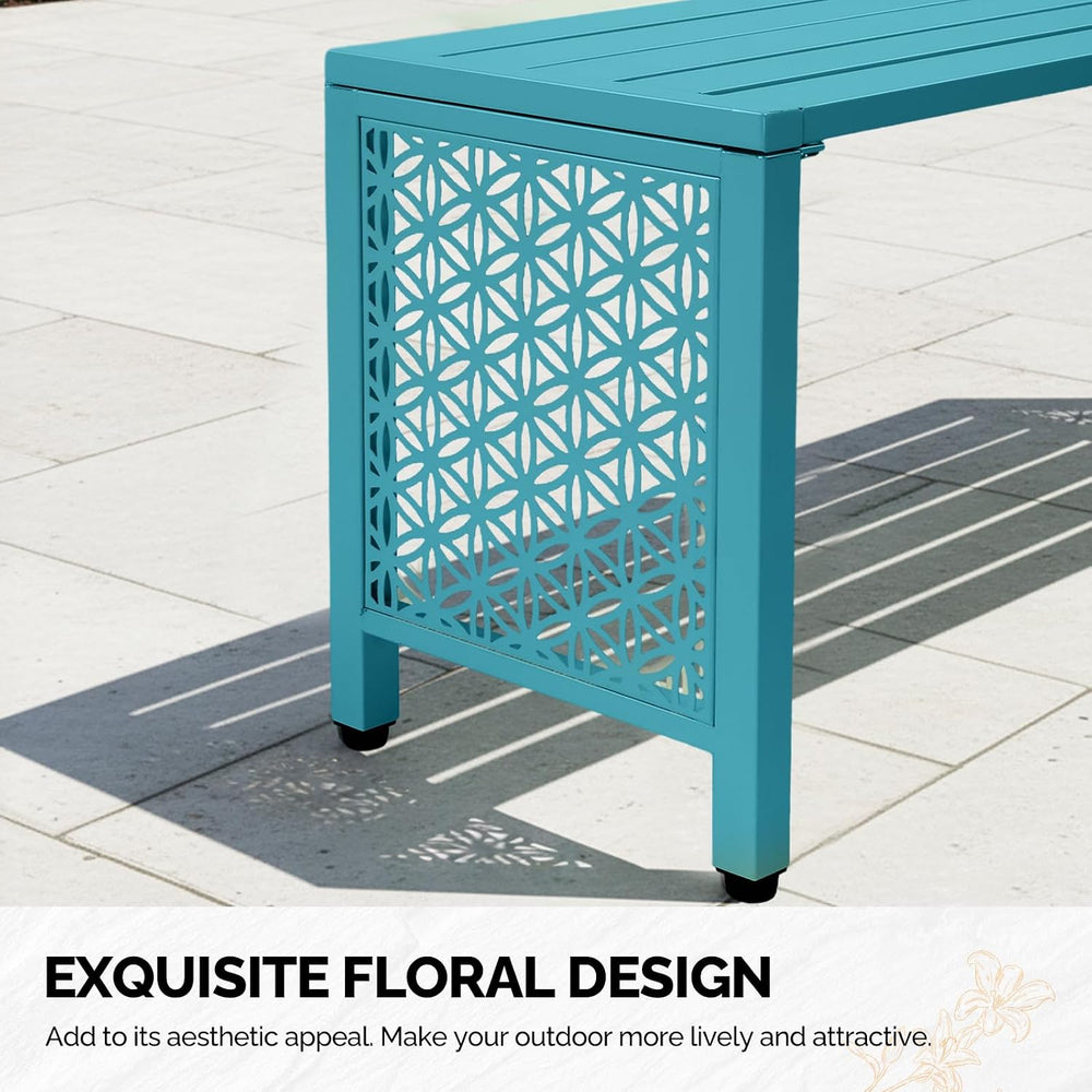 VINGLI 40in Outdoor Metal Bench, All-Weathe Backless Patio Bench with Slatted...