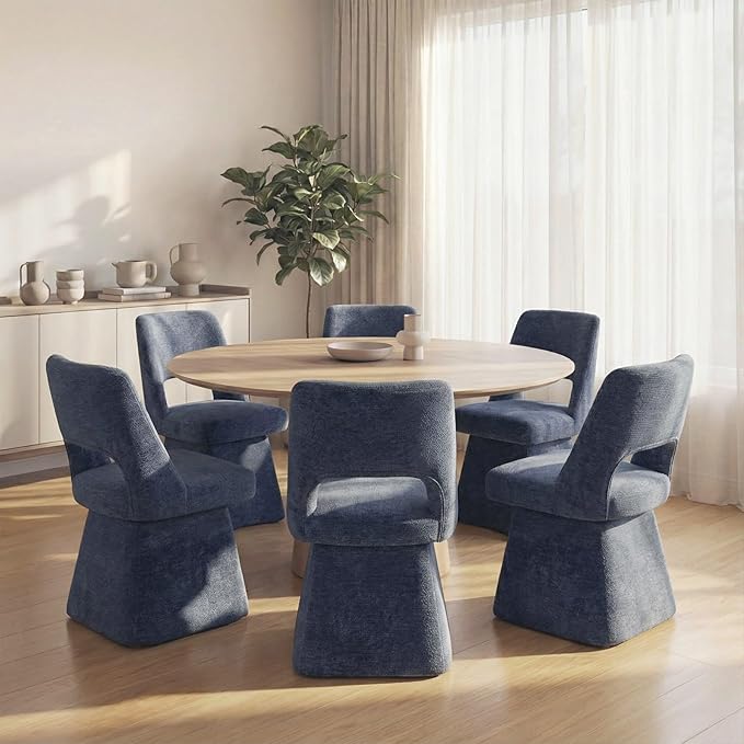 VKNOW Upholstered Swivel Dining Chairs Set of 2, Modern Dining Room Chairs wi...