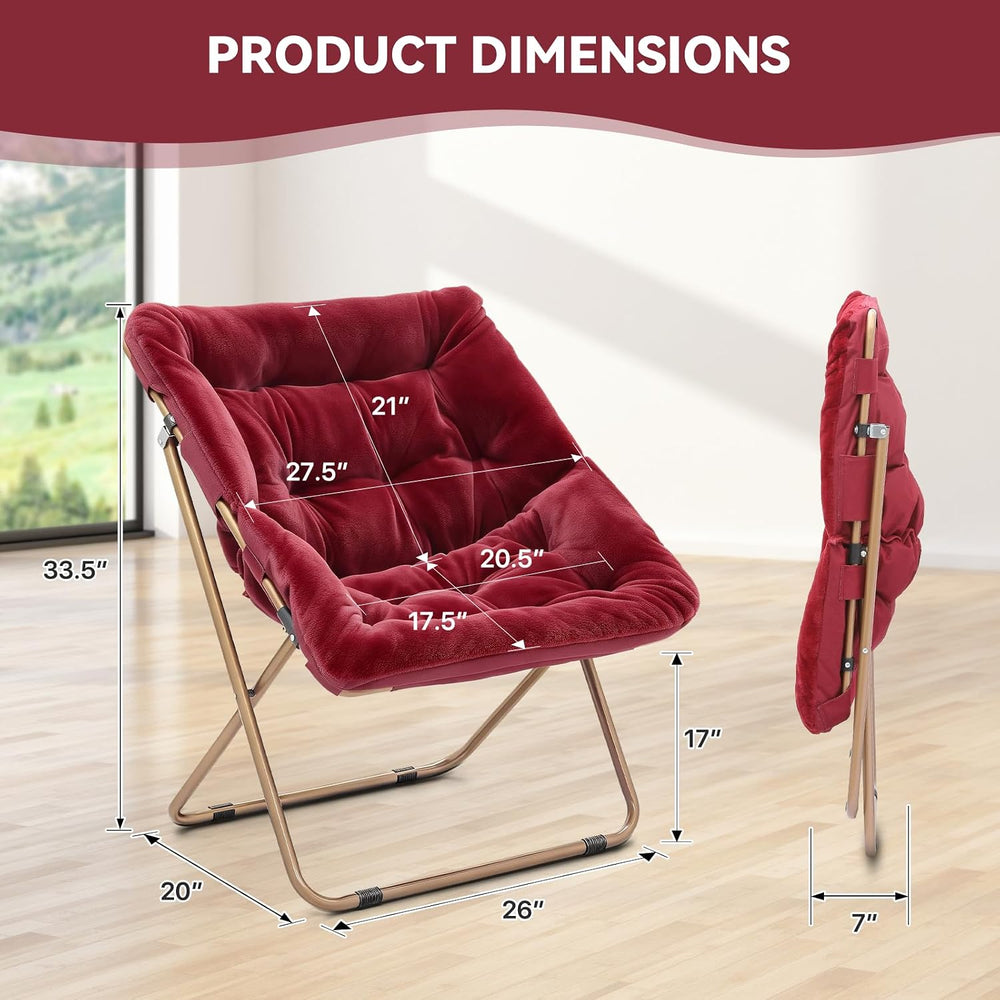 Magshion Folding Saucer Chair for Adults Comfy Lounge Reading Seat Accent Cha...