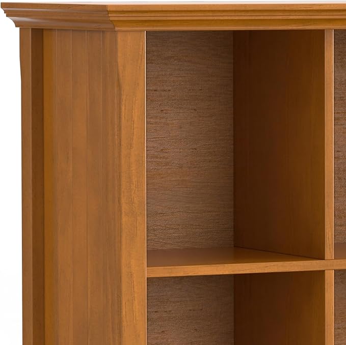 SIMPLIHOME Acadian Console Table - 57 Inch Wide Solid Wood 8-Cube Storage Sof...