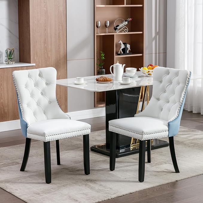 Dining Chairs Set of 2, Upholstered Tufted Dining Room Chairs with High Back,...