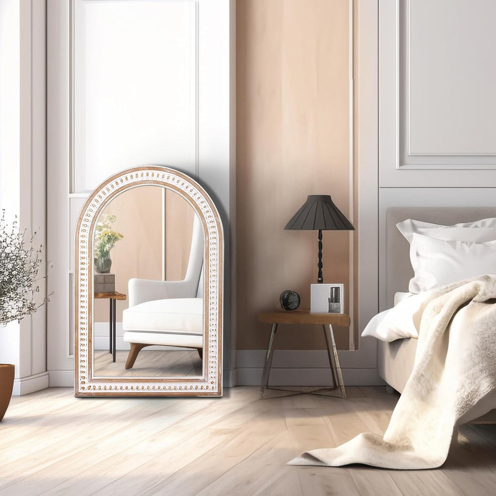 36x24 Inch Arched Wall Mirror, Rustic Farmhouse Arch Mirror for Bathroom
