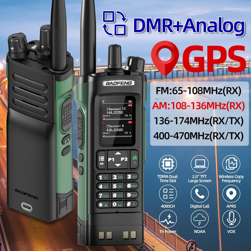 Baofeng Radio DM32 DMR Radio 10W Ham Radio Handheld Rechargeable Walkie Talki...
