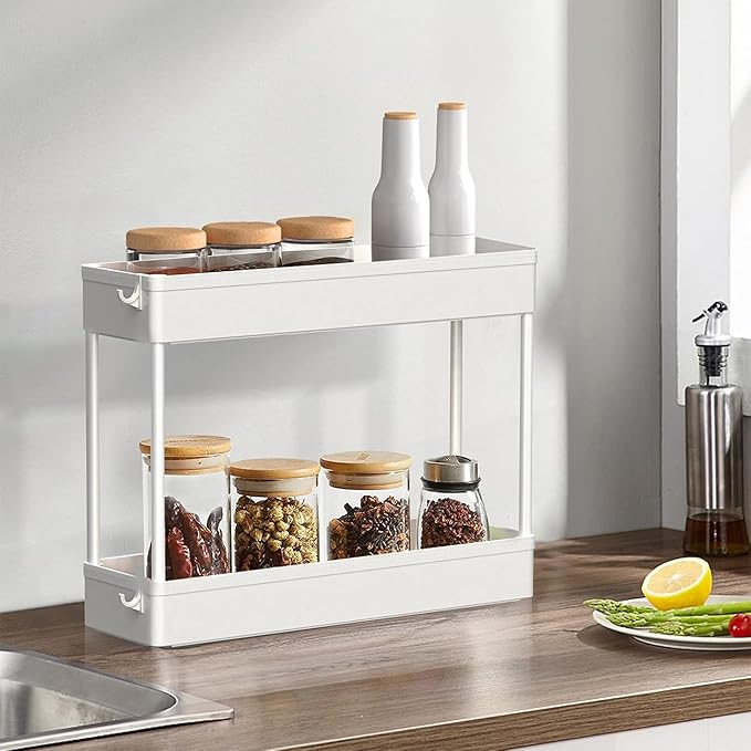 SPACELEAD 2-piece Set Slim Storage Cart 3 Tier, Bathroom Organizer Rolling