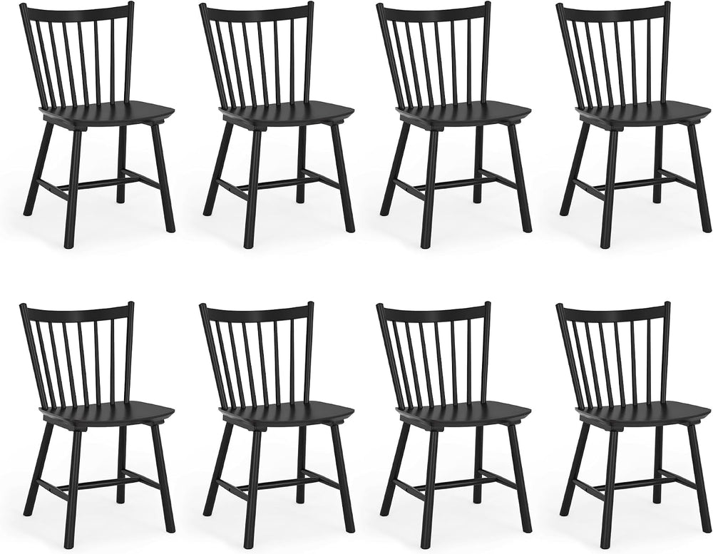 LUE BONA Upgraded Dining Chairs Set of 8, Farmhouse Wooden Spindle Back Kitch...