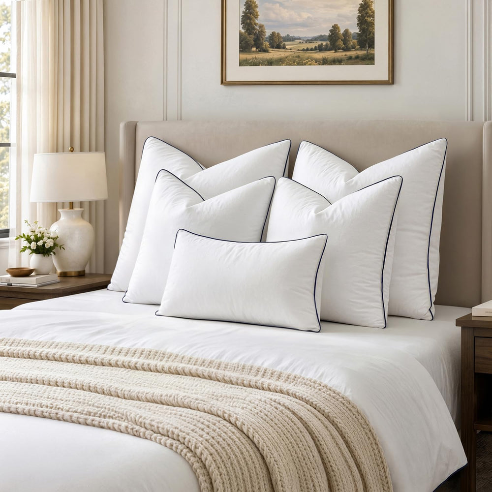 MIULEE Goose Feather Down 20x20 Pillow Insert Set of 2 with 100% Down-Proof C...