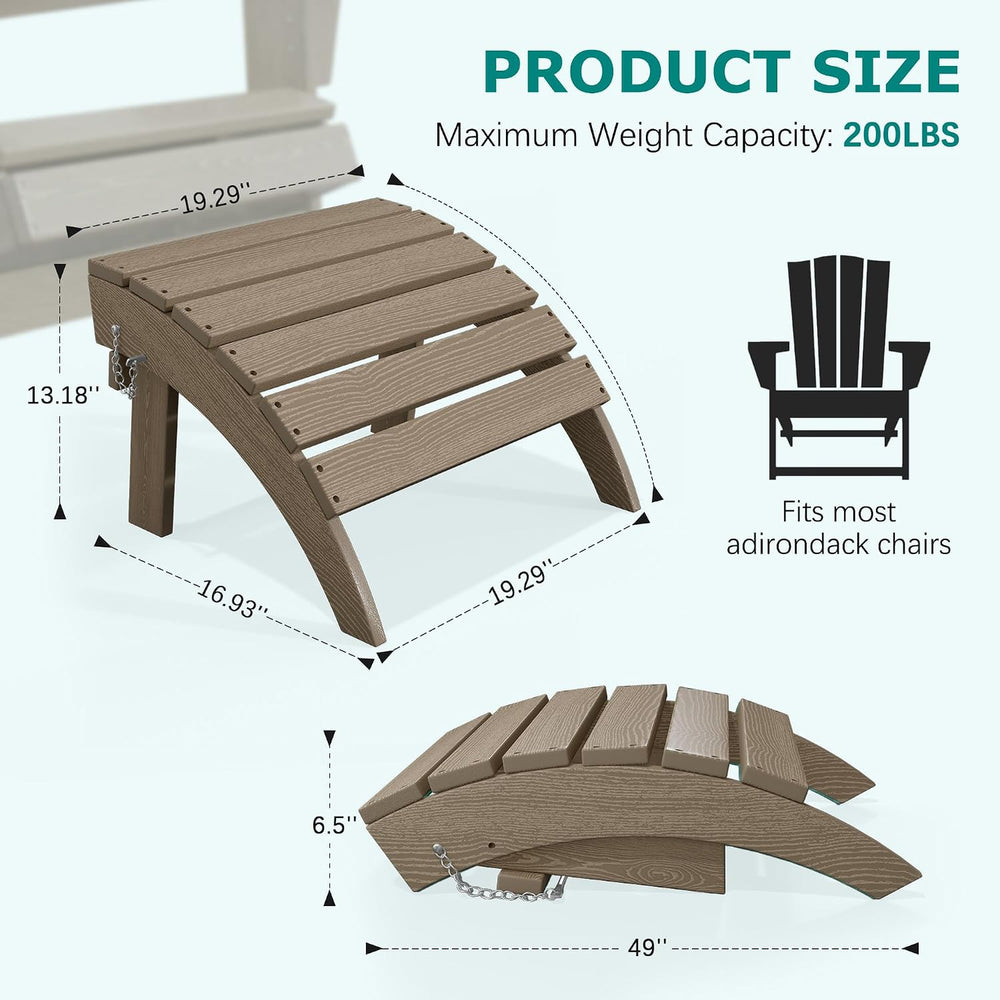 PLUUV Folding Adirondack Ottoman Footrest for Adirondack Chair, Brown