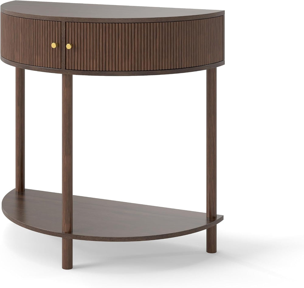 Knocbel Half Moon Console Table with Wave-Pattern Door, Semi-Circle Sofa End ...