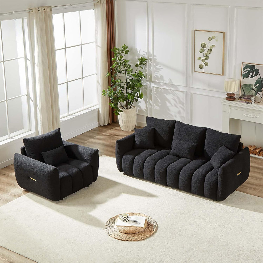 Antetek 78" Modern Sofa Couch, Comfy Deep Seat Teddy Fabric Cloud Sofa, ...