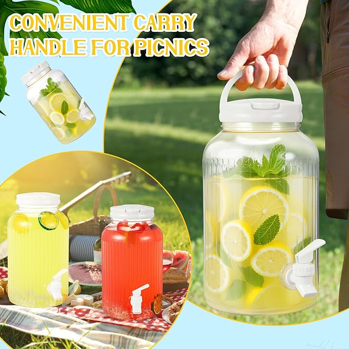 SiliFine 2 Pieces 1 Gallon Plastic Beverage Dispenser