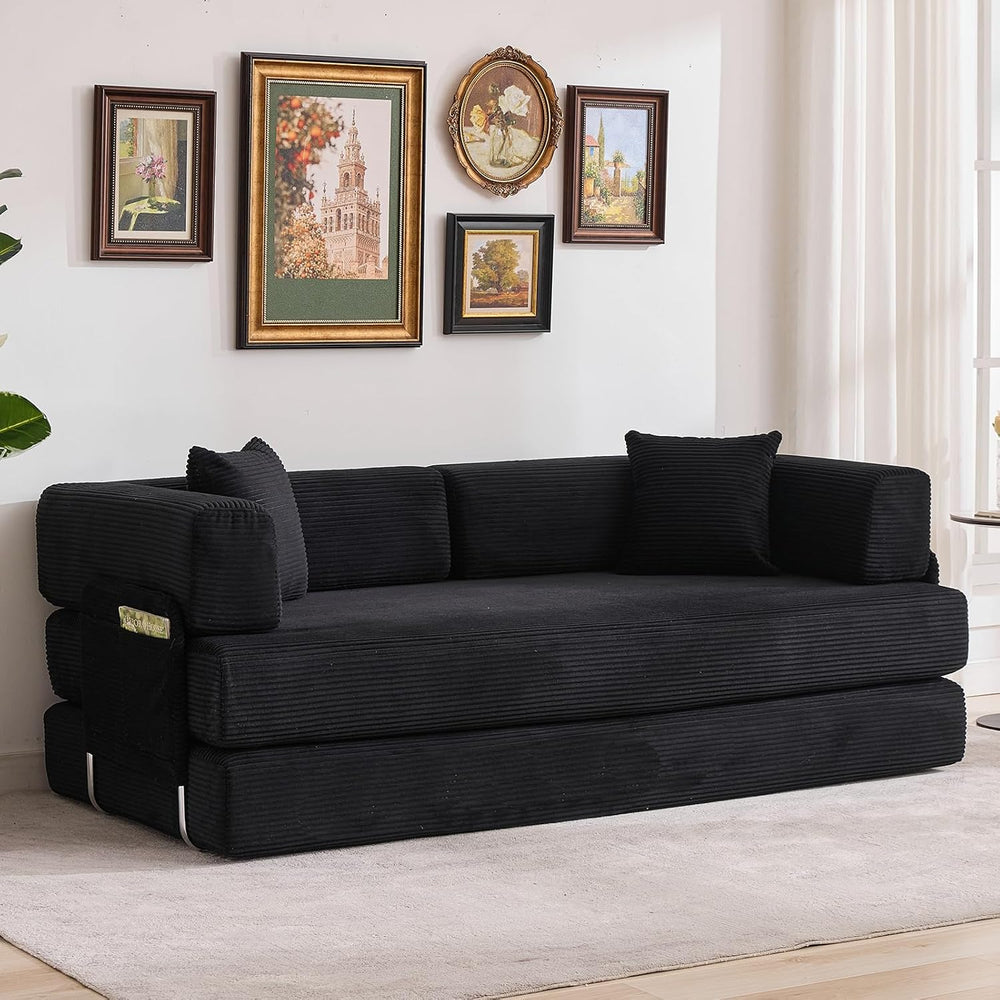 Garvee 5-in-1 Convertible Sofa Bed, 78.8" Modular Corduroy Sleeper with ...