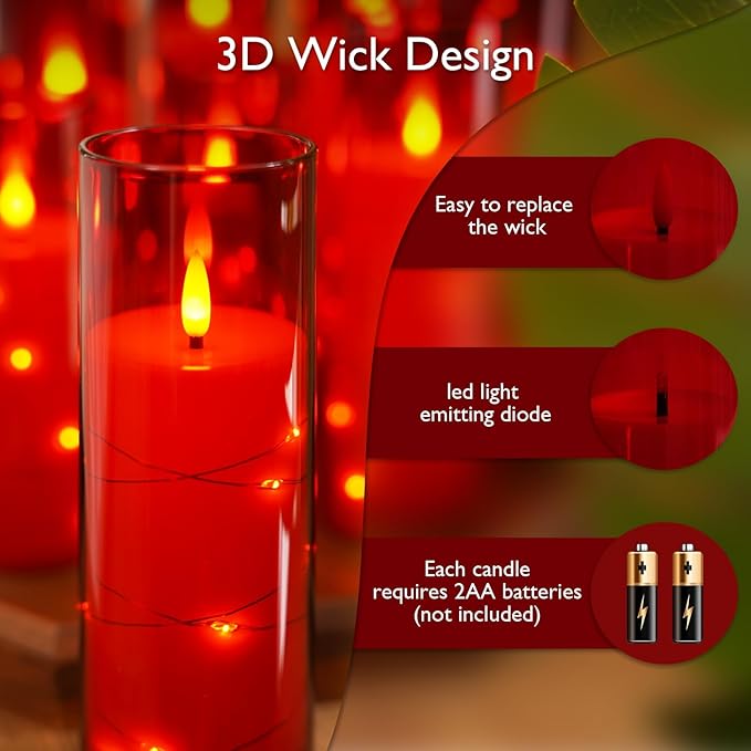 Raycare Flameless Candle with Remote Timer – 5 Flickering Acrylic Battery Ope...