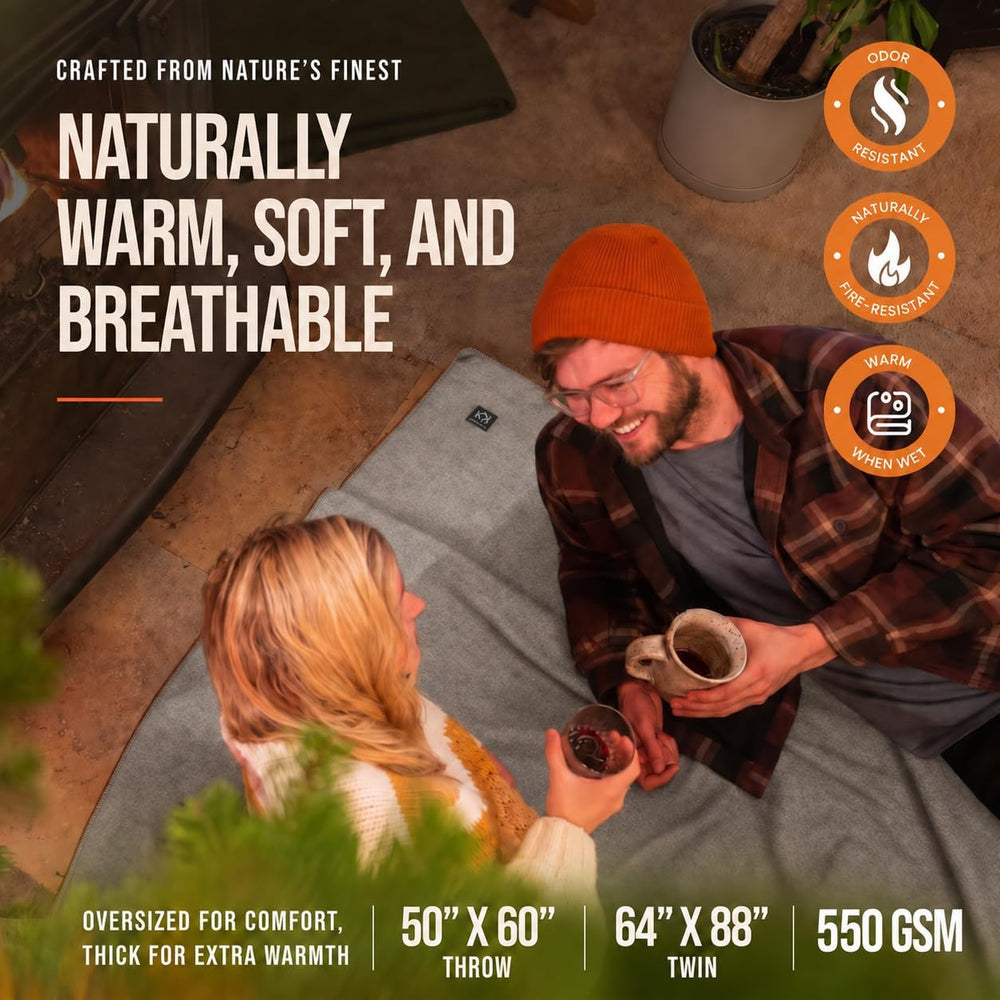 Arcturus Military Wool Blanket - Warm, Thick, Washable - Great for Outdoors, ...