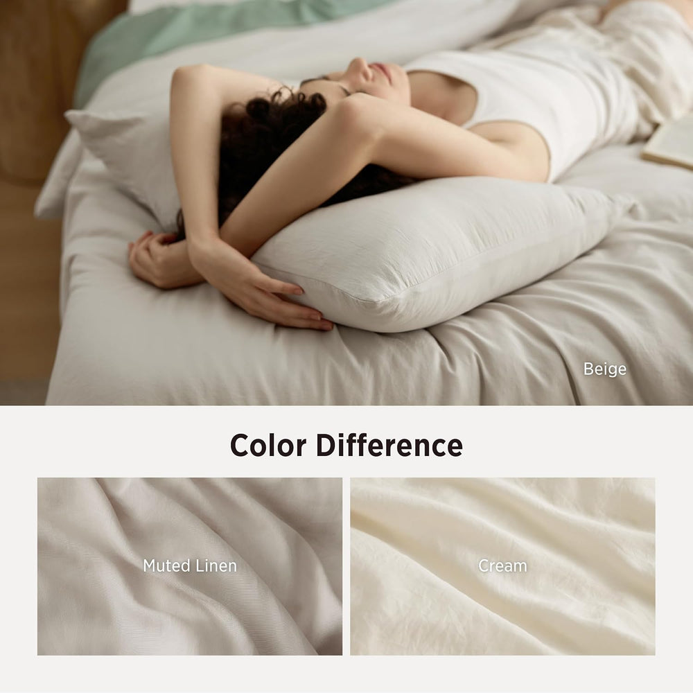 Bedsure King Comforter Set Prewashed Soft Bedding Set 3Pcs Beige 104"x90...