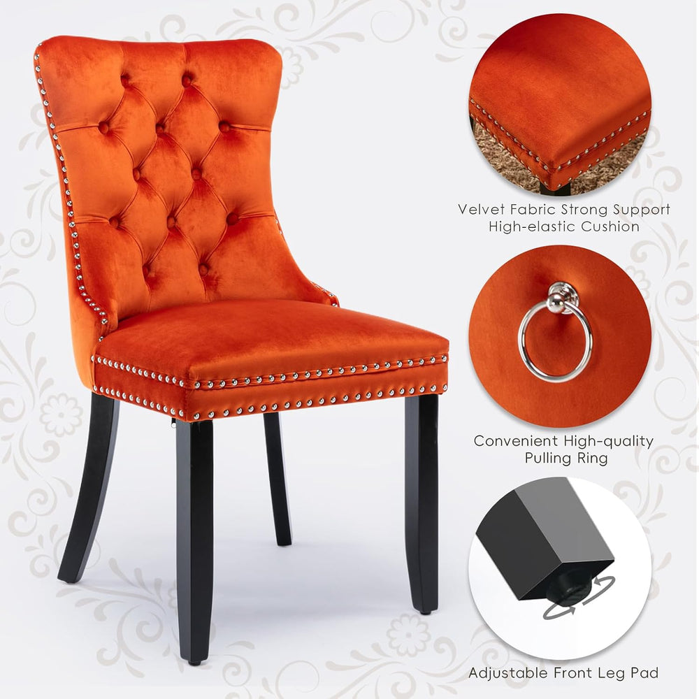 Velvet Upholstered Dining Chairs Set of 8, Modern Style Kitchen Side Chairs w...