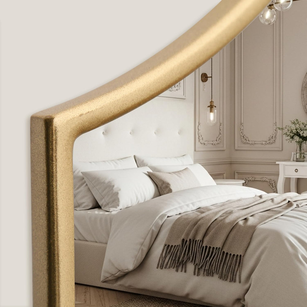 Gold Scalloped Wall Mirror: 47"x31" Large Wooden Fireplace Mirror