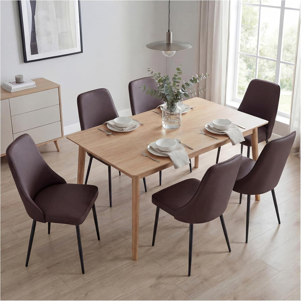 Modern Dining Chairs Set of 6, Faux Leather Upholstered Dining Room Chair Kit...