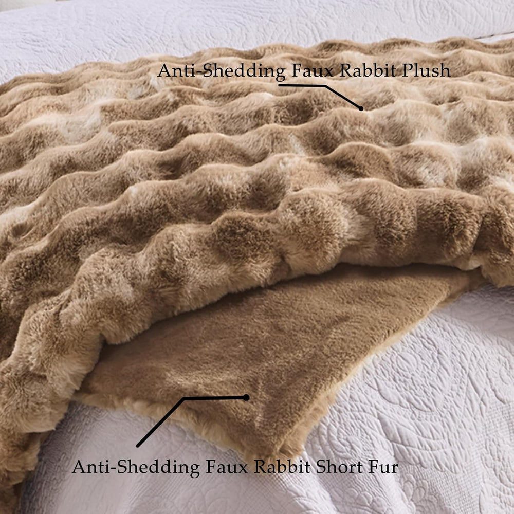 Fluffy Faux Fur Throw Blanket for Couch - Soft, Plush, Thick, Cozy, Fuzzy Lux...