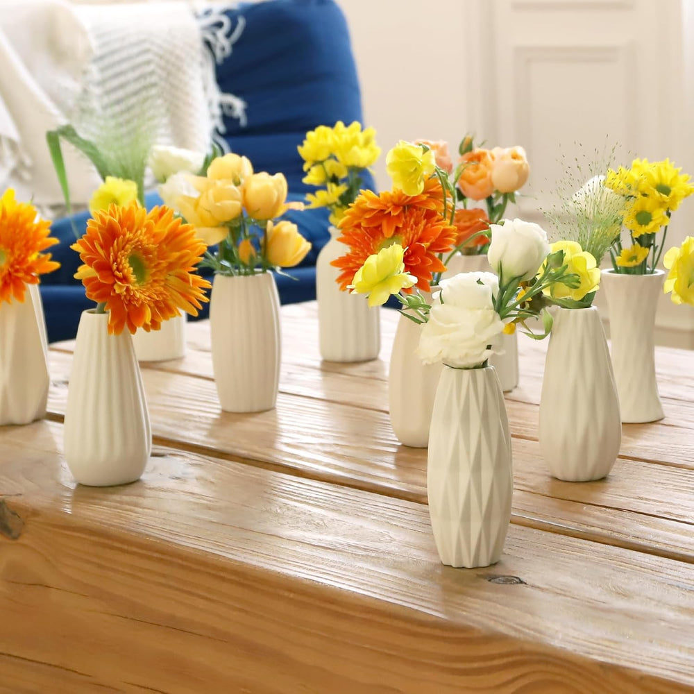 16packs Small White Ceramic Vases - Mini Flower Vases for Centerpieces