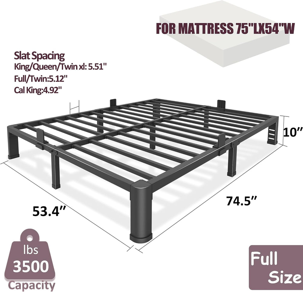Bilily 10 Inch Low Bed Frame Full with Round Corner Legs,3500 LBS Heavy Duty ...