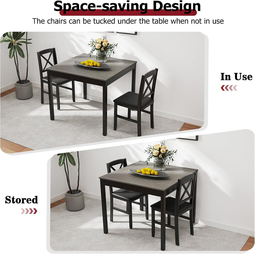 Tangkula Mid-Century Modern Dining Table Set for 2, Wooden Kitchen Table &...