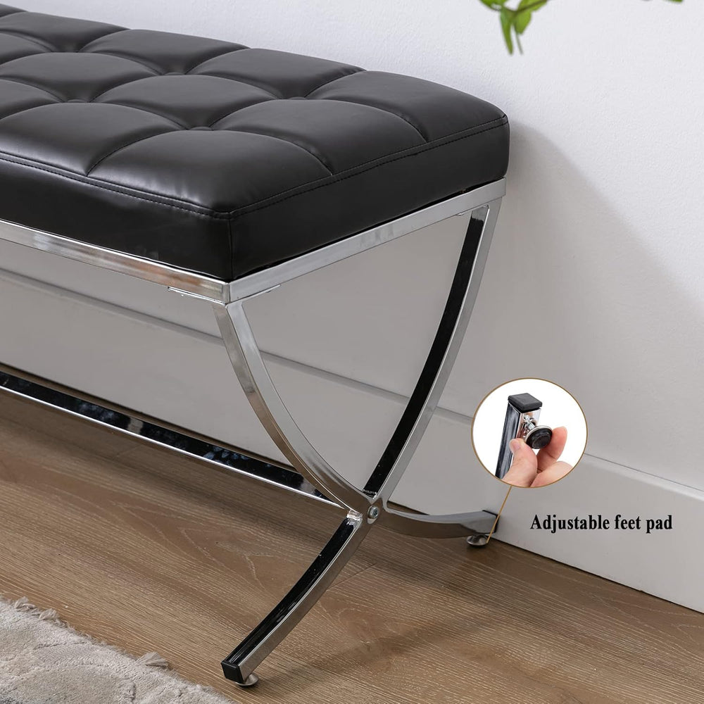 DUOMAY Modern Tufted Ottoman Bench, 45.75" W x 16.5" D x 19.25"...