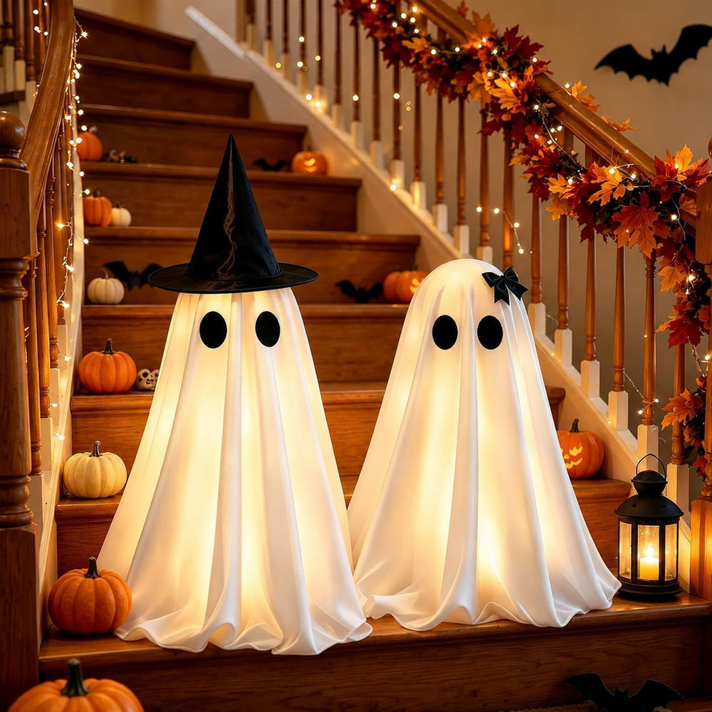 Halloween Decorations Indoor, 2 Pack Light Up Ghost Couple