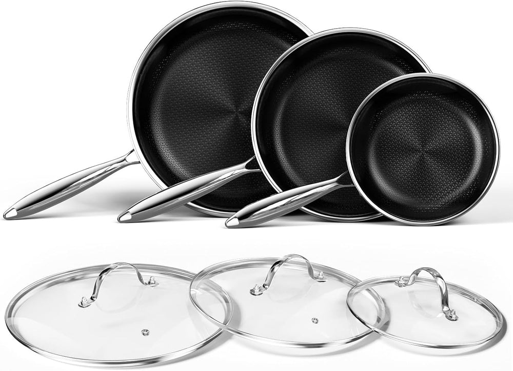 Innerwell Nonstick Titanium Ceramics Stainless Steel Frying Pan Set, 6 Pieces