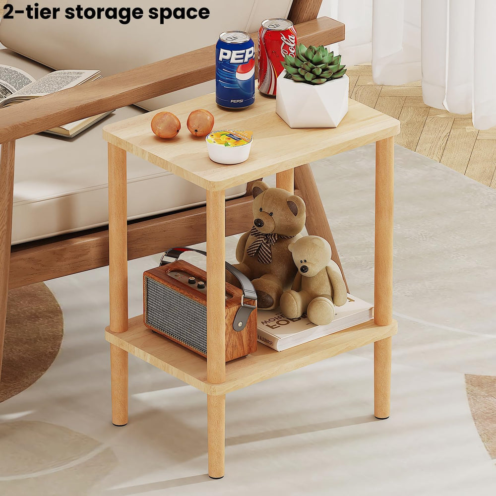 Solid Wood Side Table, Small End Table, Narrow Nightstand Bedside Table