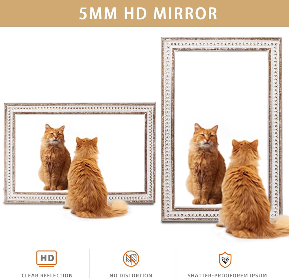 35x23 Inch Wood Rectangle Wall Mirror, Rustic Farmhouse Decorative Mirrors