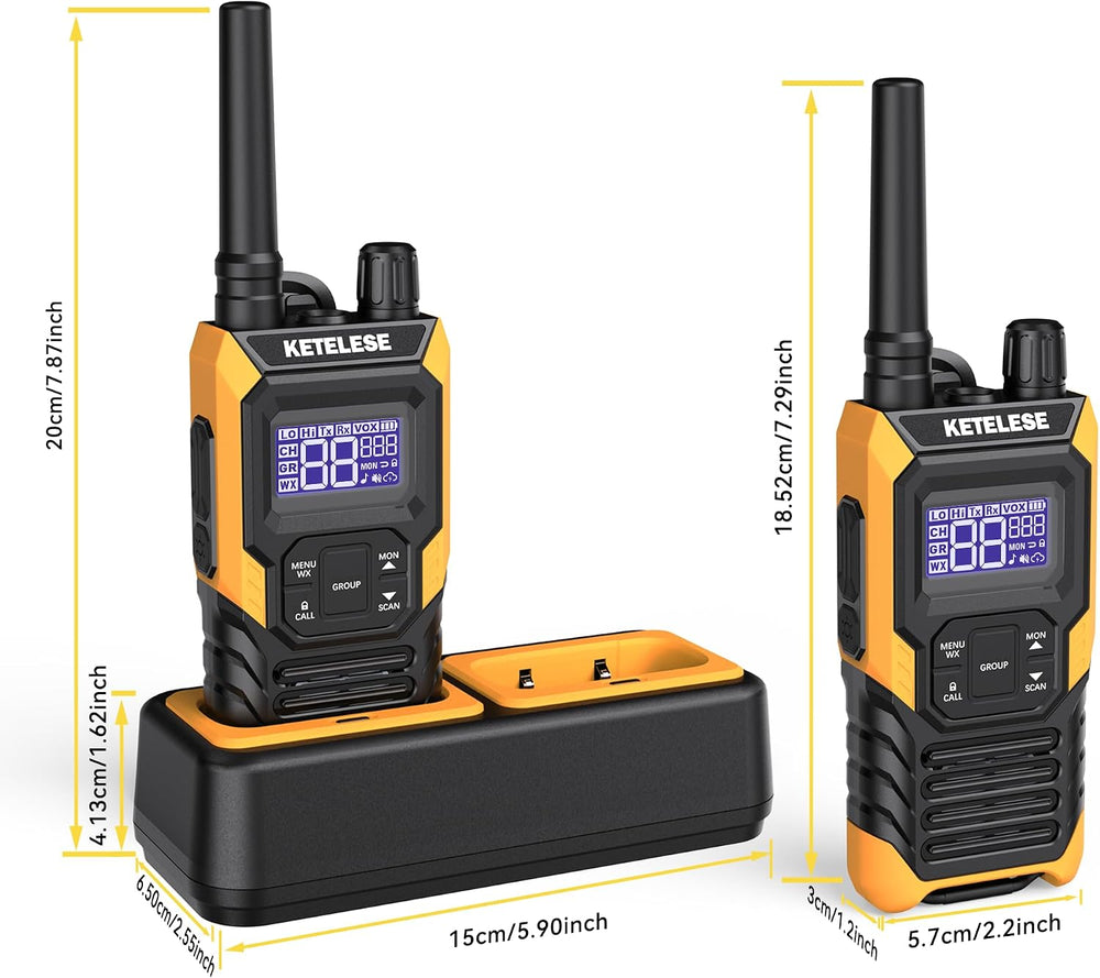 KETELESE T4 Heavy Duty Walkie Talkies FRS, 2 Way Radio Long Range