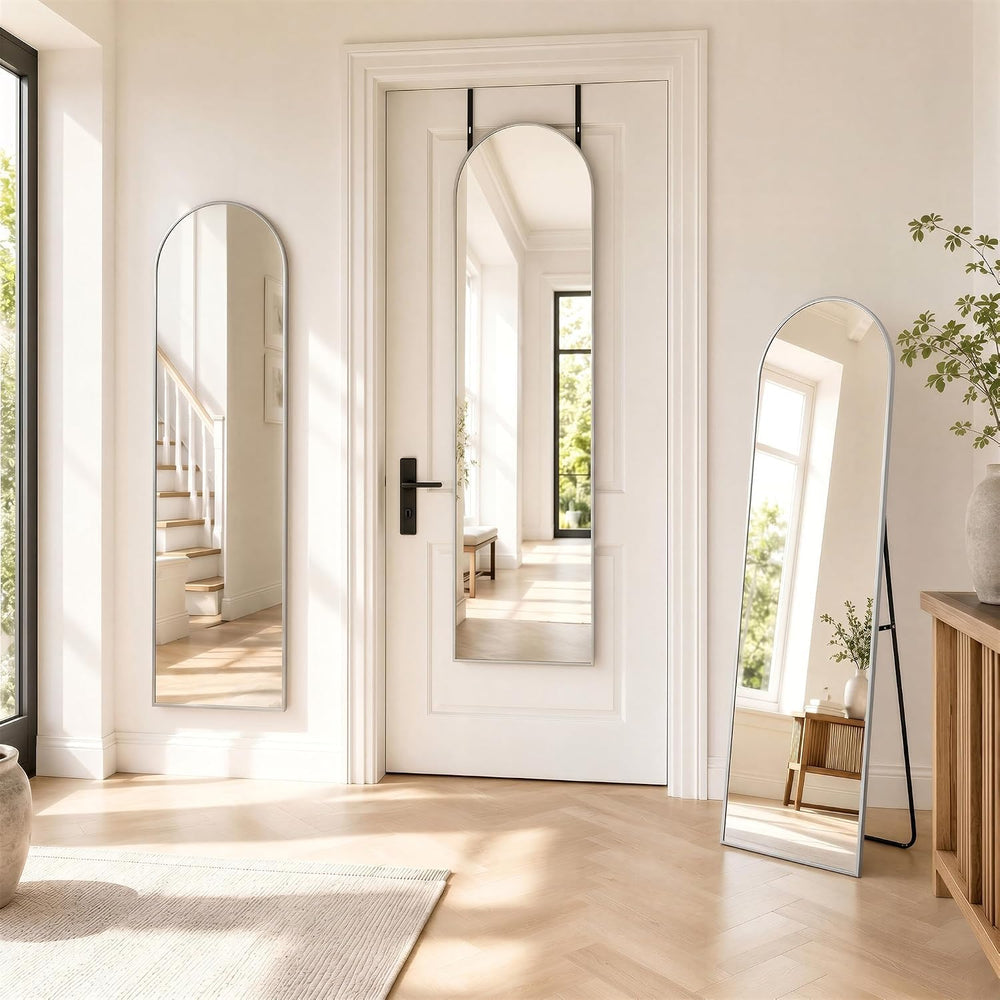 15"x 56" Over The Door Mirror, Arched Full Length Mirror with Floor...