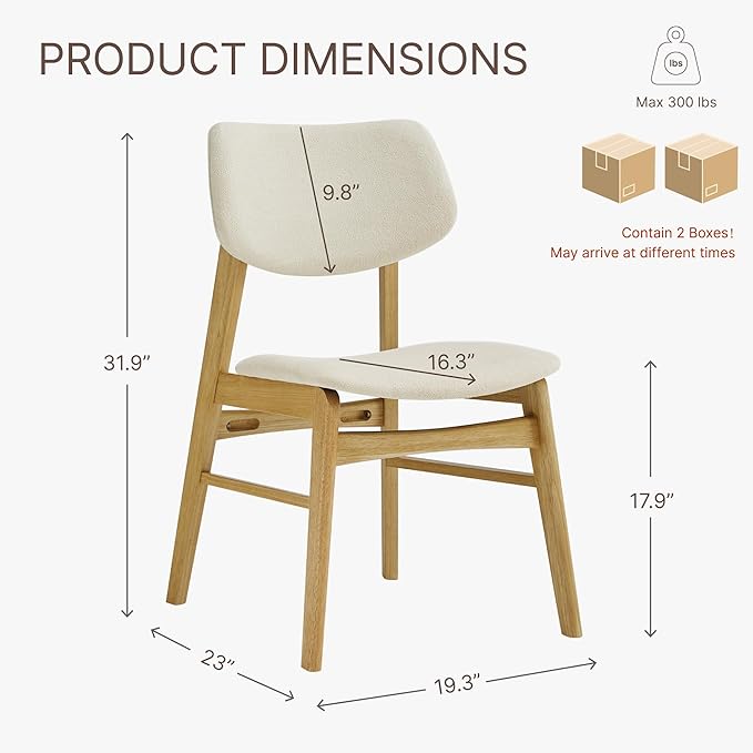 Wooden Dining Chairs Set of 4, Upholstered Modern Dining Room Chairs, Solid O...