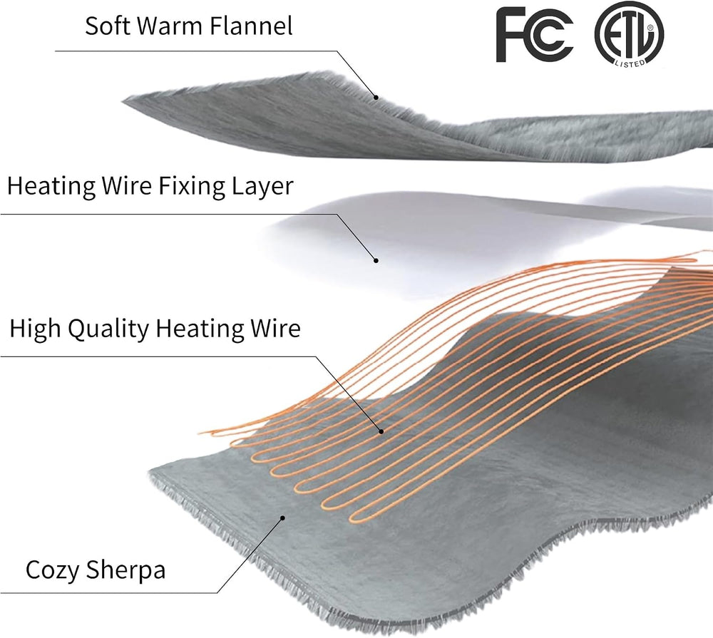 ESTINGO Electric Blanket Queen Size, Queen Heated Blanket Dual Control