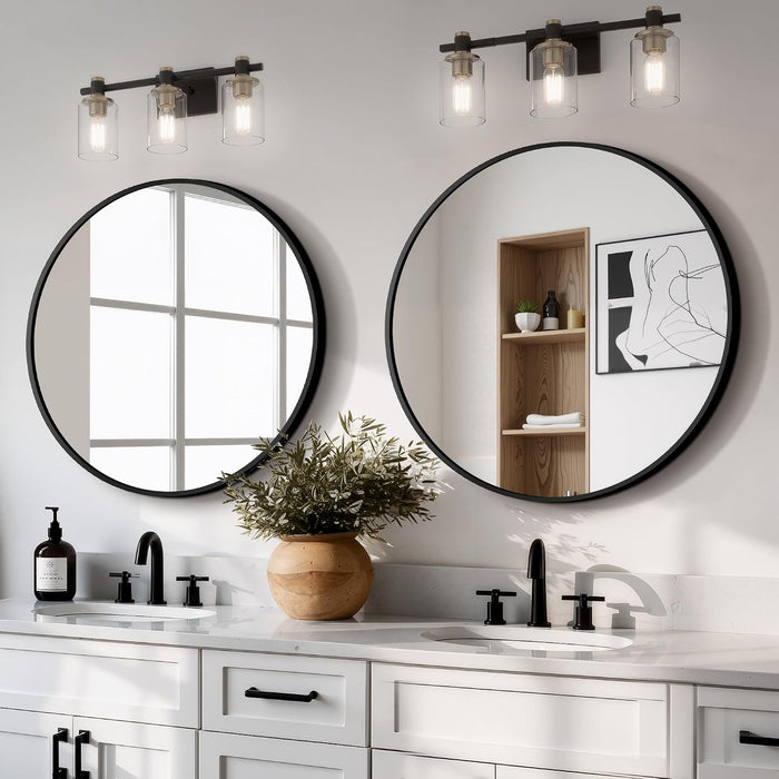Black Round Bathroom Mirror, 2 Pack 22” Vanity Circle Wall Mirror
