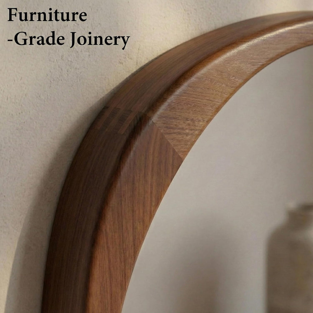 20x30 Inch Dark Walnut Asymmetrical Wood Wall Mirror for Entryway