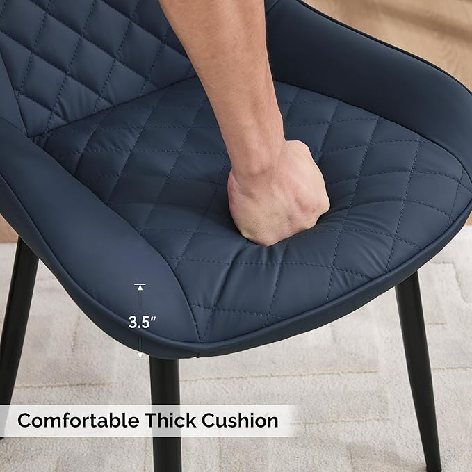 Dining Chair Set of 4, Modern Dining Chairs with Thick Cushions, Faux Leather...
