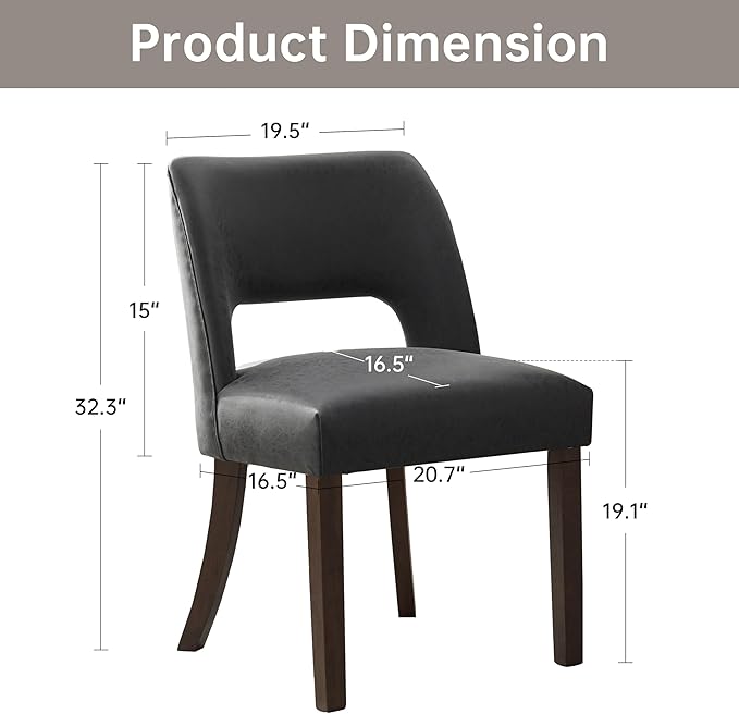 VKNOW Modern Dining Chairs Set of 6, Faux Leather Upholstered Dining Room Cha...