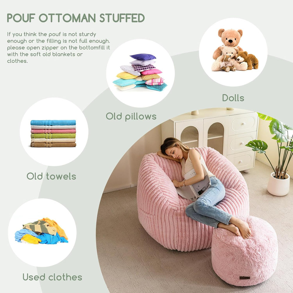 HIGOGOGO Pouf Stuffed Ottoman Round Modern Foam Filled Foot Rest Chair Decora...
