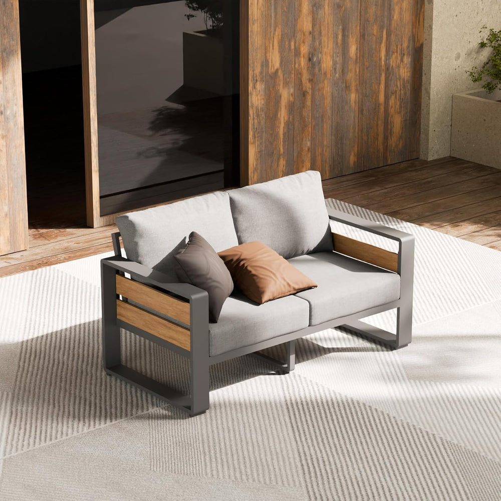 Aluminum Outdoor Patio Furniture-1 Pcs Loveseat,Dark Gray