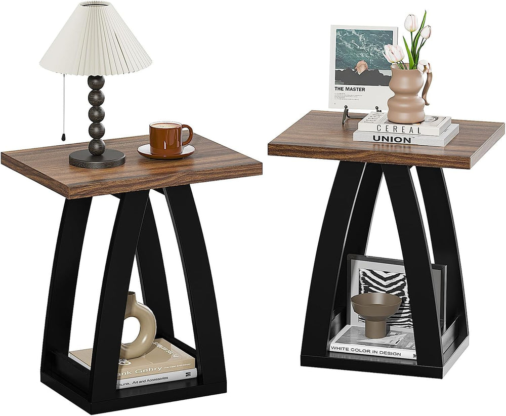 FROMJBEST End Table Set of 2, Side Table, Nightstand, Sofa Side Table with Sh...
