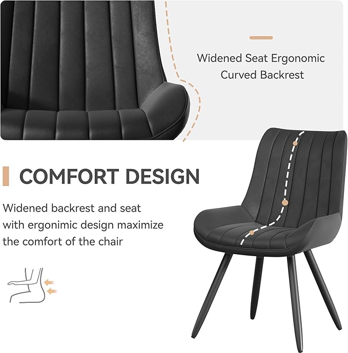 Mid Century Modern Dining Chairs Set of 6, Soft Cushion Upholstered Fabric Ki...
