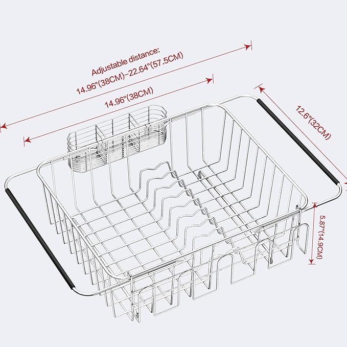 Fanbsy Dish Drying Rack in Sink, Extendable Stainless Steel Dish Drainers