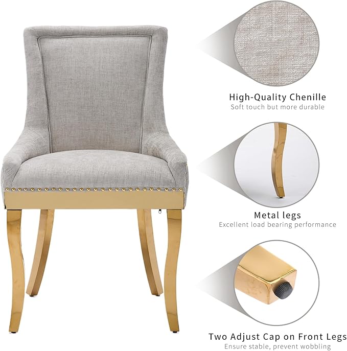 Dining Chairs Set of 4, Kitchen & Dining Room Chairs, Chenille Fabric Uph...