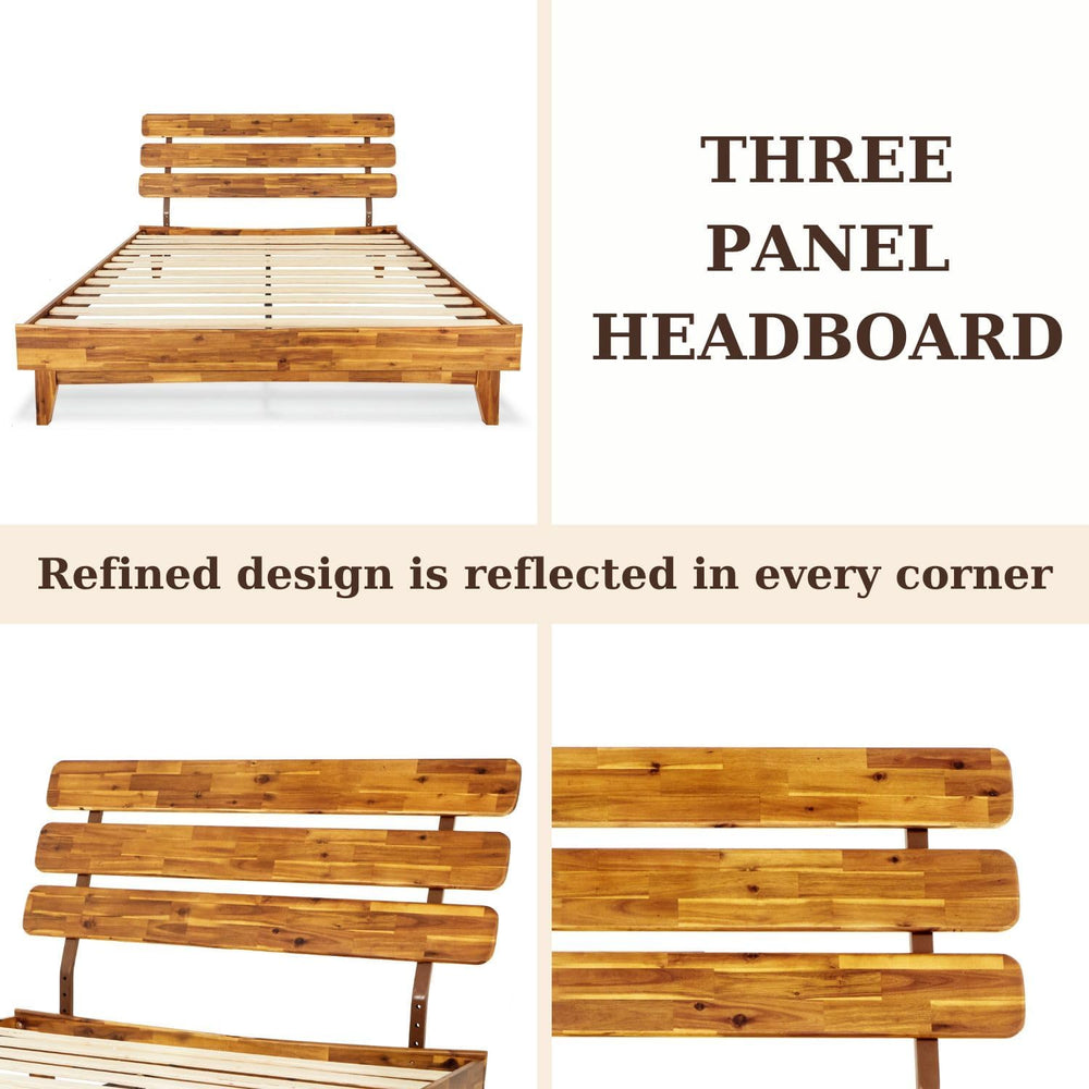 Bme Caden 15'' Bed Frame with Adjustable Headboard - Mid Century, Ret...