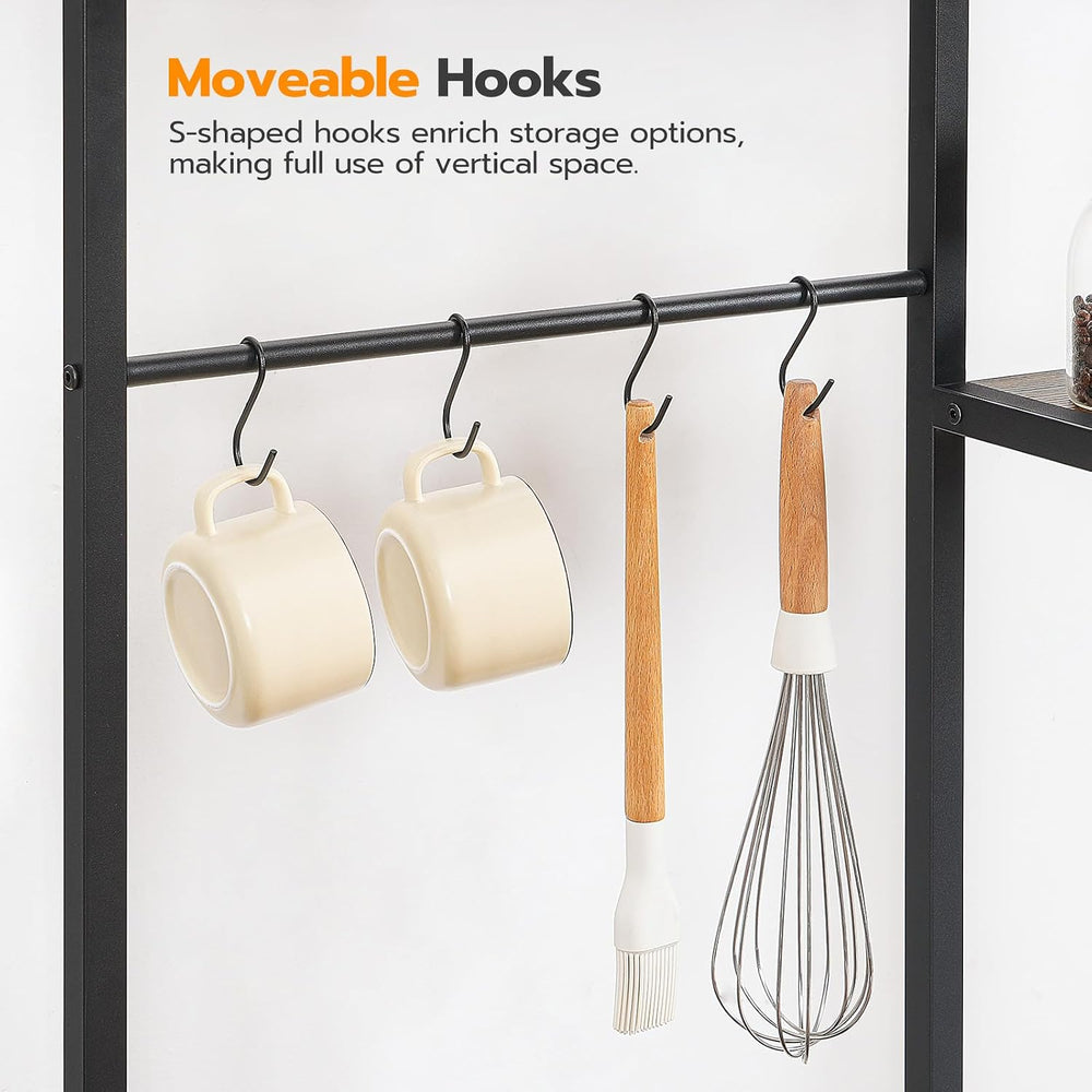HOOBRO Bakers Rack with Power Outlet and LED Light, 6-Tier Microwave Stand wi...