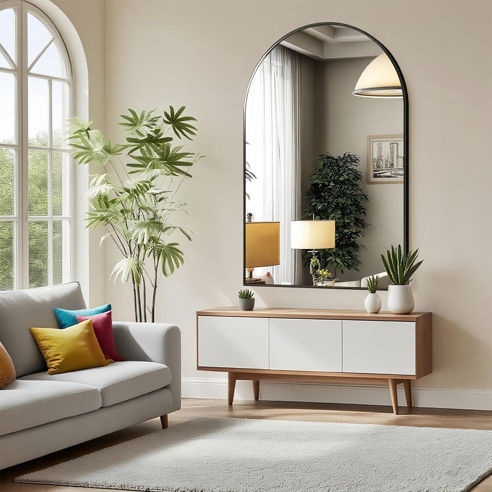 Dewfig Arched Wall Mirror, 38"x26" Bathroom Mirrors for Over Sink, ...