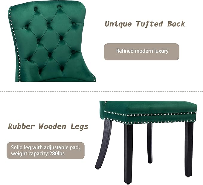 KCC Velvet Dining Chairs Set of 6, Upholstered High-end Tufted Dining Room Ch...