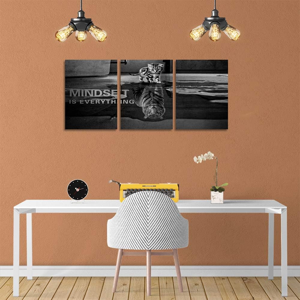 3 Panels Mindset is Everything Motivational Canvas Wall Art Inspirational Ent...